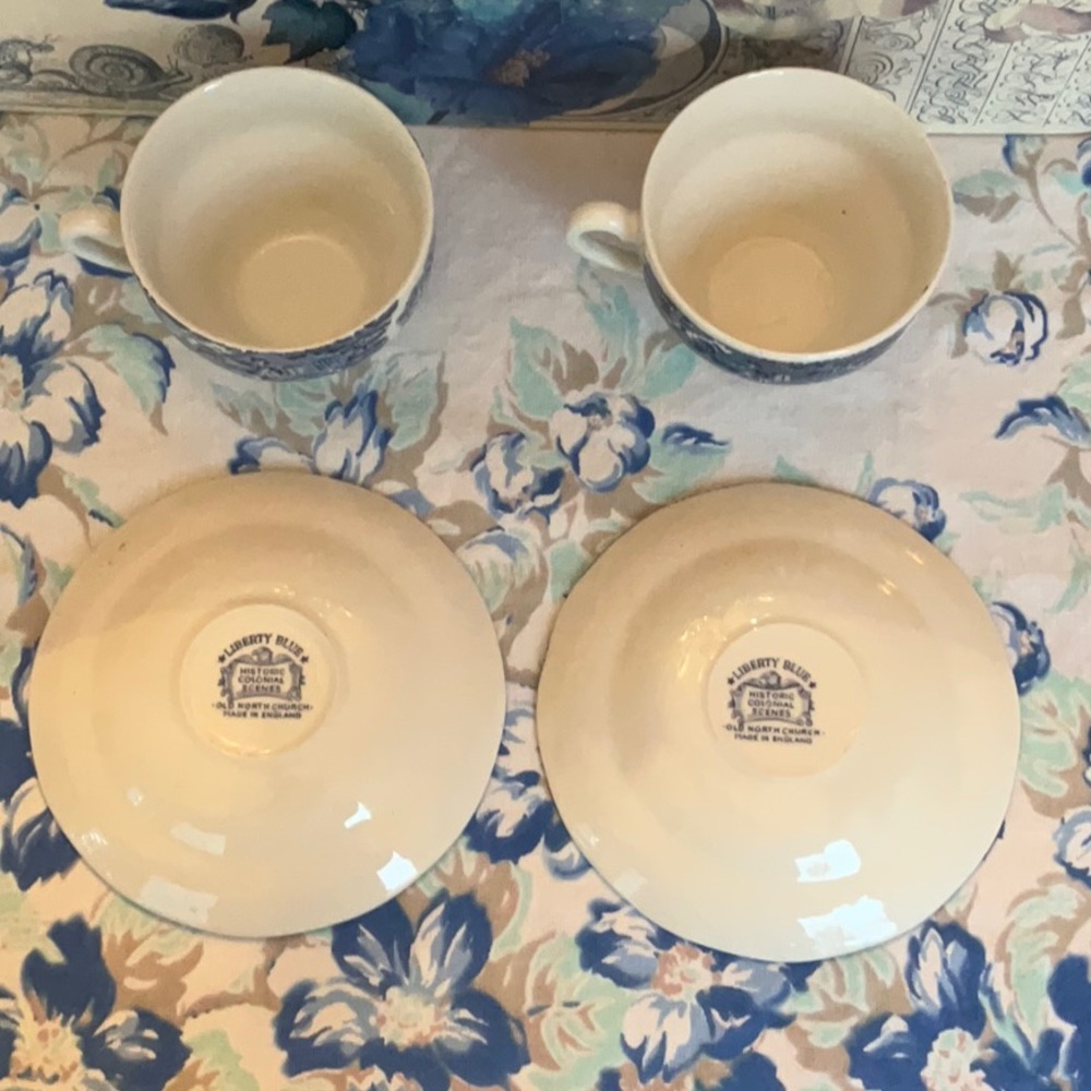Liberty Blue and White Floral Teacup Set of Two - Picture 4 of 4